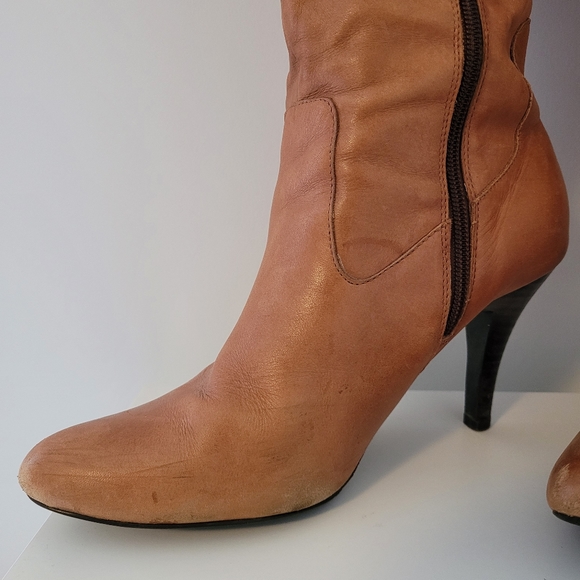 Cognac Leather Boots - Picture 2 of 8